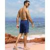 image:imageSILKWORLD Mens Swimming Trunks with Compression Liner 2 in 1 QuickDry Swim Shorts with Zipper PocketsLight Navy