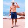 image:imageSILKWORLD Mens Swimming Trunks with Compression Liner 2 in 1 QuickDry Swim Shorts with Zipper PocketsLight Navy