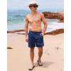 image:imageSILKWORLD Mens Swimming Trunks with Compression Liner 2 in 1 QuickDry Swim Shorts with Zipper PocketsLight Navy