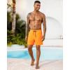 image:imageSILKWORLD Mens Swimming Trunks with Compression Liner 2 in 1 QuickDry Swim Shorts with Zipper PocketsOrange