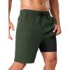image:imageSILKWORLD Mens Swim Trunks with Compression Liner 9 Quick Dry Bathing Suit Long Swimming Shorts with Zipper Cargo PocketsArmy Green