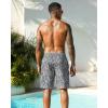 image:imageSILKWORLD Mens Swim Trunks with Compression Liner Quick Dry Bathing Suits 9 Inch Swimming Shorts with Cargo PocketsZ0 Grey Black Stripes