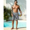 image:imageSILKWORLD Mens Swim Trunks with Compression Liner Quick Dry Bathing Suits 9 Inch Swimming Shorts with Cargo PocketsZ0 Grey Black Stripes
