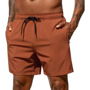 image:imageSILKWORLD Mens Swim Trunks Quick Dry Beach Shorts with PocketsMq18zipterracotta
