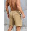 image:imageSILKWORLD Mens Running Shorts 6 Athletic Workout Casual Sweat Shorts Cotton Blend Breathable Jogger Shorts with PocketsLight Khaki