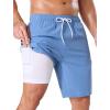 image:imageSILKWORLD Mens Swim Trunks Compression Liner 9 Quick Dry Bathing Suit Stretch Swim Shorts Beach Cruise Vacation EssentialsHaze Blue