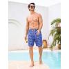 image:imageSILKWORLD Mens Swim Trunks Compression Liner 9 Quick Dry Bathing Suit Stretch Swim Shorts Beach Cruise Vacation EssentialsHaze Blue Leaves