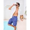 image:imageSILKWORLD Mens Swim Trunks Compression Liner 9 Quick Dry Bathing Suit Stretch Swim Shorts Beach Cruise Vacation EssentialsHaze Blue Leaves