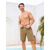 image:imageSILKWORLD Mens Swim Trunks Compression Liner 9 Quick Dry Bathing Suit Stretch Swim Shorts Beach Cruise Vacation EssentialsKhaki