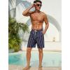 image:imageSILKWORLD Mens Swim Trunks with Compression Liner 2 in 1 Quick Dry Bathing Suit NoChafing Beach Shorts with Zipper PocketsStripes BBlack  Plum Vertical