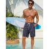 image:imageSILKWORLD Mens Swim Trunks with Compression Liner 2 in 1 Quick Dry Bathing Suit NoChafing Beach Shorts with Zipper PocketsStripes BBlack  Plum Vertical