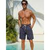 image:imageSILKWORLD Mens Swim Trunks with Compression Liner 2 in 1 Quick Dry Bathing Suit NoChafing Beach Shorts with Zipper PocketsStripes BBlack  Plum Vertical