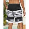 image:imageSILKWORLD Mens Swim Trunks with Compression Liner 2 in 1 Quick Dry Bathing Suit NoChafing Beach Shorts with Zipper PocketsStripes aBlack  White  Grey
