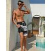 image:imageSILKWORLD Mens Swim Trunks with Compression Liner 2 in 1 Quick Dry Bathing Suit NoChafing Beach Shorts with Zipper PocketsStripes aBlack  White  Grey