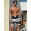 image:imageSILKWORLD Mens Swim Trunks with Compression Liner 2 in 1 Quick Dry Bathing Suit NoChafing Beach Shorts with Zipper PocketsStripes aBlack  White  Grey