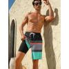 image:imageSILKWORLD Mens Swim Trunks with Compression Liner 2 in 1 Quick Dry Bathing Suit NoChafing Beach Shorts with Zipper PocketsStripes aBlack Charcoal  Teal