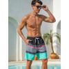 image:imageSILKWORLD Mens Swim Trunks with Compression Liner 2 in 1 Quick Dry Bathing Suit NoChafing Beach Shorts with Zipper PocketsStripes aBlack Charcoal  Teal