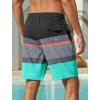 image:imageSILKWORLD Mens Swim Trunks with Compression Liner 2 in 1 Quick Dry Bathing Suit NoChafing Beach Shorts with Zipper PocketsStripes aBlack Charcoal  Teal