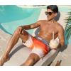 image:imageSILKWORLD Mens Swim Trunks with Compression Liner 2 in 1 Quick Dry Bathing Suit NoChafing Beach Shorts with Zipper PocketsStripes aGrey Orange Gradient