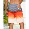 image:imageSILKWORLD Mens Swim Trunks with Compression Liner 2 in 1 Quick Dry Bathing Suit NoChafing Beach Shorts with Zipper PocketsStripes aGrey Orange Gradient