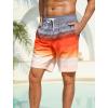 image:imageSILKWORLD Mens Swim Trunks with Compression Liner 2 in 1 Quick Dry Bathing Suit NoChafing Beach Shorts with Zipper PocketsStripes aGrey Orange Gradient
