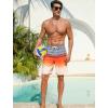 image:imageSILKWORLD Mens Swim Trunks with Compression Liner 2 in 1 Quick Dry Bathing Suit NoChafing Beach Shorts with Zipper PocketsStripes aGrey Orange Gradient