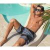 image:imageSILKWORLD Mens Swim Trunks with Compression Liner 2 in 1 Quick Dry Bathing Suit NoChafing Beach Shorts with Zipper PocketsStripes aHeathered Black  Grey