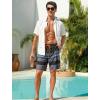 image:imageSILKWORLD Mens Swim Trunks with Compression Liner 2 in 1 Quick Dry Bathing Suit NoChafing Beach Shorts with Zipper PocketsStripes aHeathered Black  Grey
