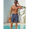 image:imageSILKWORLD Mens Swim Trunks with Compression Liner 2 in 1 Quick Dry Bathing Suit NoChafing Beach Shorts with Zipper PocketsStripes aMidnight Navy White