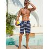 image:imageSILKWORLD Mens Swim Trunks with Compression Liner 2 in 1 Quick Dry Bathing Suit NoChafing Beach Shorts with Zipper PocketsStripes aMidnight Navy White