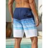 image:imageSILKWORLD Mens Swim Trunks with Compression Liner 2 in 1 Quick Dry Bathing Suit NoChafing Beach Shorts with Zipper PocketsStripes aMultitone Blue