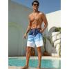 image:imageSILKWORLD Mens Swim Trunks with Compression Liner 2 in 1 Quick Dry Bathing Suit NoChafing Beach Shorts with Zipper PocketsStripes aMultitone Blue