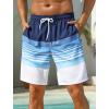 image:imageSILKWORLD Mens Swim Trunks with Compression Liner 2 in 1 Quick Dry Bathing Suit NoChafing Beach Shorts with Zipper PocketsStripes aMultitone Blue