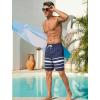 image:imageSILKWORLD Mens Swim Trunks with Compression Liner 2 in 1 Quick Dry Bathing Suit NoChafing Beach Shorts with Zipper PocketsStripes aNavy White