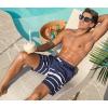 image:imageSILKWORLD Mens Swim Trunks with Compression Liner 2 in 1 Quick Dry Bathing Suit NoChafing Beach Shorts with Zipper PocketsStripes aNavy White