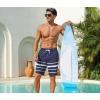 image:imageSILKWORLD Mens Swim Trunks with Compression Liner 2 in 1 Quick Dry Bathing Suit NoChafing Beach Shorts with Zipper PocketsStripes aNavy White