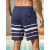 image:imageSILKWORLD Mens Swim Trunks with Compression Liner 2 in 1 Quick Dry Bathing Suit NoChafing Beach Shorts with Zipper PocketsStripes aNavy White