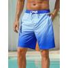 image:imageSILKWORLD Mens Swim Trunks with Compression Liner 2 in 1 Quick Dry Bathing Suit NoChafing Beach Shorts with Zipper PocketsStripes aOcean Blue Gradient