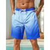 image:imageSILKWORLD Mens Swim Trunks with Compression Liner 2 in 1 Quick Dry Bathing Suit NoChafing Beach Shorts with Zipper PocketsStripes aOcean Blue Gradient