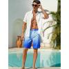 image:imageSILKWORLD Mens Swim Trunks with Compression Liner 2 in 1 Quick Dry Bathing Suit NoChafing Beach Shorts with Zipper PocketsStripes aOcean Blue Gradient