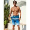 image:imageSILKWORLD Mens Swim Trunks with Compression Liner 2 in 1 Quick Dry Bathing Suit NoChafing Beach Shorts with Zipper PocketsStripes aPeacock Blue Ombre