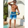 image:imageSILKWORLD Mens Swim Trunks with Compression Liner 2 in 1 Quick Dry Bathing Suit NoChafing Beach Shorts with Zipper PocketsStripes aPeacock Blue Ombre