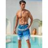 image:imageSILKWORLD Mens Swim Trunks with Compression Liner 2 in 1 Quick Dry Bathing Suit NoChafing Beach Shorts with Zipper PocketsStripes aPeacock Blue Ombre