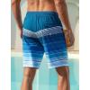 image:imageSILKWORLD Mens Swim Trunks with Compression Liner 2 in 1 Quick Dry Bathing Suit NoChafing Beach Shorts with Zipper PocketsStripes aPeacock Blue Ombre