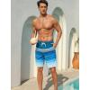 image:imageSILKWORLD Mens Swim Trunks with Compression Liner 2 in 1 Quick Dry Bathing Suit NoChafing Beach Shorts with Zipper PocketsStripes aPeacock Blue Ombre