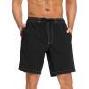 image:imageSILKWORLD Mens Swim Trunks with Compression Liner Quick Dry Board Shorts 9 Stretch Bathing Suits with 4Hole WaistbandA00 Black