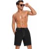 image:imageSILKWORLD Mens Swim Trunks with Compression Liner Quick Dry Board Shorts 9 Stretch Bathing Suits with 4Hole WaistbandA00 Black