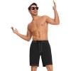 image:imageSILKWORLD Mens Swim Trunks with Compression Liner Quick Dry Board Shorts 9 Stretch Bathing Suits with 4Hole WaistbandA00 Black
