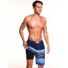 image:imageSILKWORLD Mens Swim Trunks with Compression Liner Quick Dry Board Shorts 9 Stretch Bathing Suits with 4Hole WaistbandP01 Navy Blue Stripes