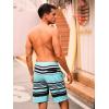 image:imageSILKWORLD Mens Swim Trunks with Compression Liner Quick Dry Board Shorts 9 Stretch Bathing Suits with 4Hole WaistbandP03 Sky Blue White Stripes